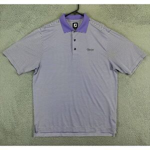 FootJoy FJ Polo Shirt Adult Large Purple White Striped Rugby Golf Golfing Mens‎